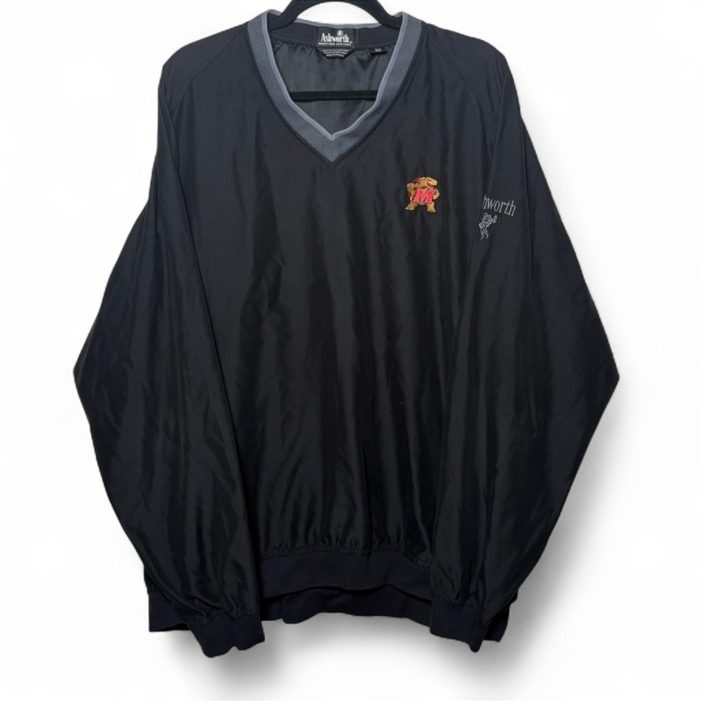 Ashworth XXL Black Maryland Terps Windbreaker Pullover Jacket